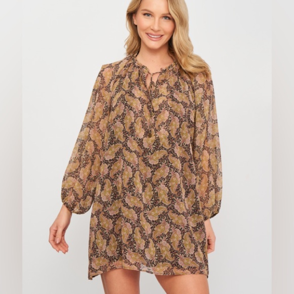 Zara Beige and Black Patterned Dress